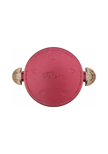 Febern Premium Bio Granit Alüminyum Döküm Nisch Tencere Seti Metalik Kırmızı-siyah Kulp