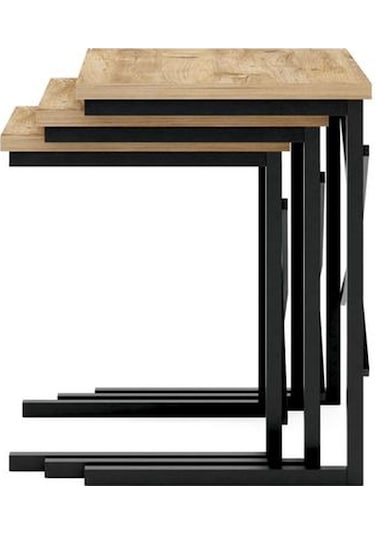 Ceramical Metal Ayaklı X Eco Zigon Sehpa - Atlantik Çam Atlantik Çam