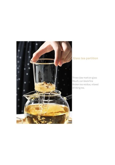 Yüksek Borosilikat Cam Demlik Şeffaf Su Isıtıcısı Filtre İnfuser Demlik Kaynar Su Suyu İçin Isıya Dayanıklı Ev Çaydanlıklar Altın - Beyaz