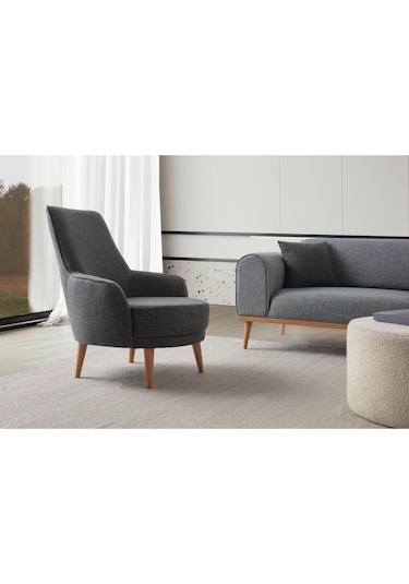 Rebull Keten Berjer Antrasit Tekli Koltuk Siyah