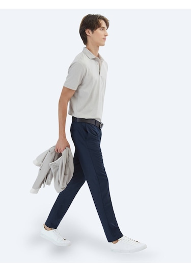 Lacivert Dokuma Casual Pantolon Lacivert