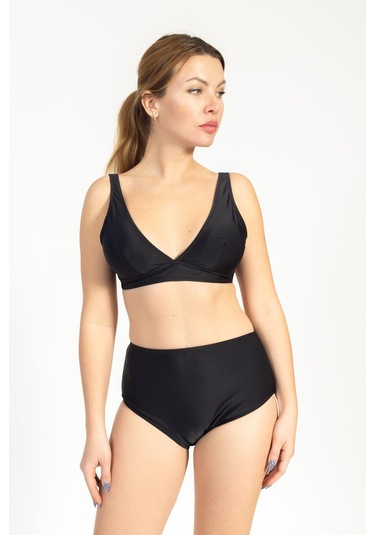 Pemilo Kadın 749 Minimiser Yüksek Bel Bikini Takımı Siyah-siyah 37145 - 1 Siyah