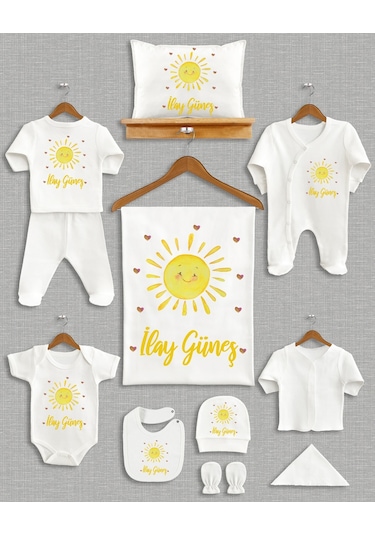 Bebeqon Bbqn1144 İsme Özel 11'li Organik Hastane Çıkışı Beyaz