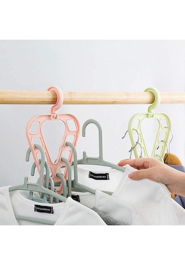 Pembe 9 Delik Sihirli Elbise Askısı Dolap Organizatör Kurutma Rafı Çok Fonksiyonlu Gardırop Eşarp Depolama Askı Uzay Tasarrufu Pembe