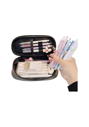 Aoyingnettech Sanrio Pio Melodisi Kuromi Kırtasiye Kılıfı Kalp Kalem Jolıta Çantası - Siyah Büyük Xb Siyah