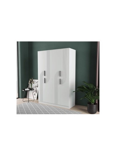 Ekin 4 Kapaklı Eko Bazalı Gardırop - Mdf Kapak Beyaz