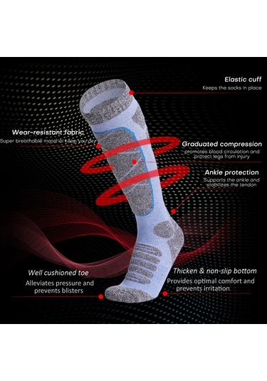 Geeksen Kadınlar İçin Knee-high Kayak Çorabı, Yumuşak Pamuk, Hızlı Kuruyan, Ventile Edici, Kompresyon Sağlar - Mor 35-39 Numara Mor