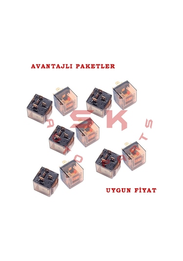 Skauto 12V Mini Şeffaf Röle 5 Uçlu 40 Amper 5'Li