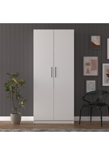 Beyaz Modern Dolaplı Kitaplık Çalışma Masası