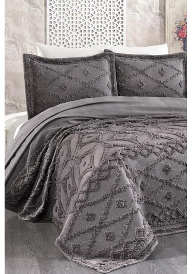 Umay Şönil Çift Kişilik Yatak Örtüsü Antrasit Antrasit