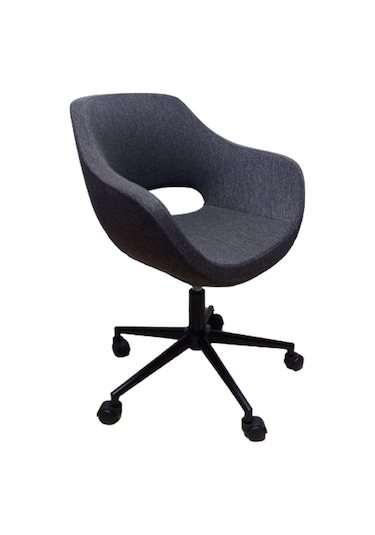 Ofis Koltuğu Çalışma Sandalyesi Kahverengi Renk Keten Kumaş Döküm