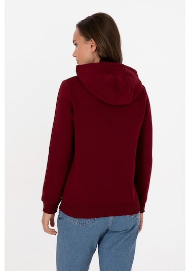 U.S. Polo Assn. Kadın Bordo Şardonlu Kapüşonlu Basic Sweatshirt 50313566-VR014 U.S. Polo Assn. Kadın Bordo Şardonlu Kapüşonlu Basic Sweatshirt 50313566-VR014
