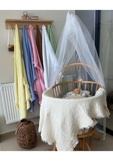 Bebekler İçin Çok Amaçlı Müslin Örtü 100x100 Cm - Beyaz
