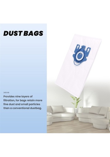 Moly Miele Gn 3d Elektrikli Süpürge Komple C3, S800, S2 İçin 10 Adet Beyaz+mavi Toz Torbası