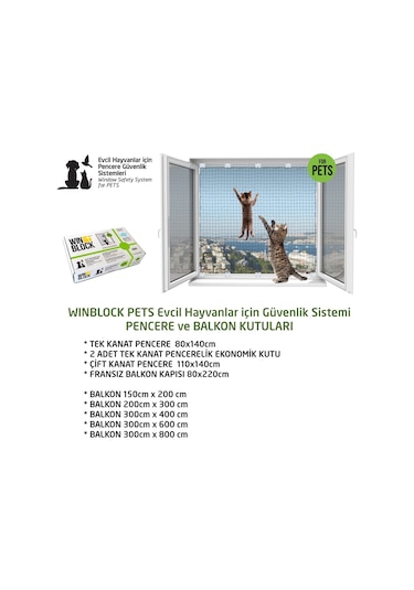Winpet Winblock Pets Tek Kanat Pencere Güvenlik Ağı 80 x 140 CM
