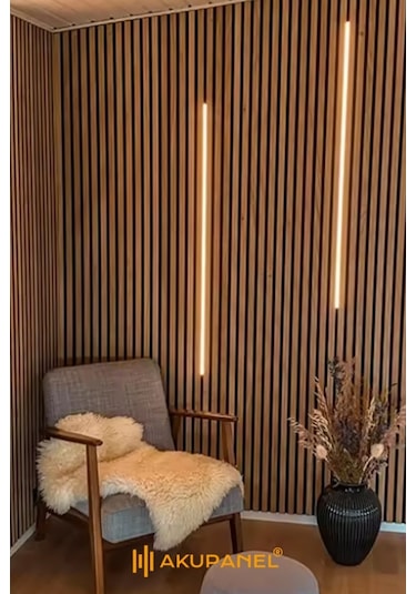 Akupanel Flex 60x245 Cm Ceviz Renk Akustik Ahşap Duvar Paneli Ceviz