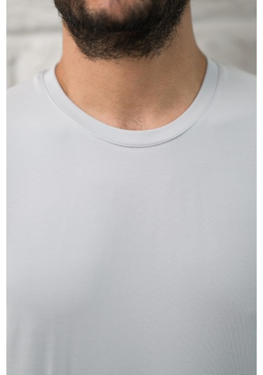 Paul Martin Slimfit Fit Bisiklet Yaka Rayon Kumaş Full Likralı T-shirt Gri