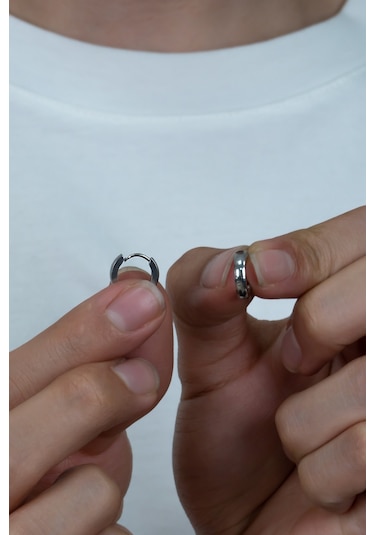 Ince Halka Erkek Bayan Unisex Çelik Küpe Çifti 3 MM 3 Renk Mse6