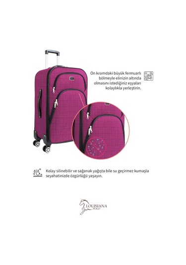 Büyük Boy 4 Teker Kumaş Valiz Pembe 1081 Pembe