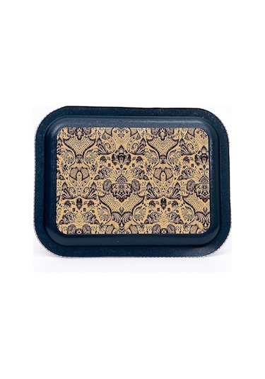 Lisbon Desenli Metal Klasik Tepsi, 23,3 X 30,7 Cm Desenli