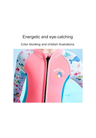 Dalış Ve Yelken 2.5 Mm Tek Parça Uzun Kollu Çocuk Sıcak Mayo Kalınlaşmış Anti-soğuk Sörf Ve Şnorkel Şort Pembe