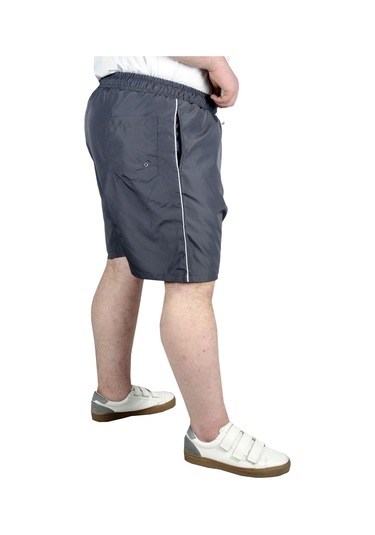Mode Xl Büyük Beden Erkek Deniz Şortu White Line 21451 Antrasit 001