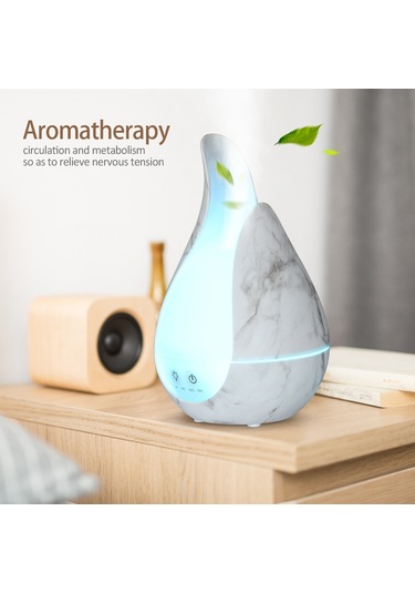 200ml Ultrason Hava Nemlendirici Aroma Esansiyel Yağ Difüzörü 7 Renk Led Gece Lambası Serin Mist Maker, Fiş Tipi: İngiltere Fişi Mermer Taban