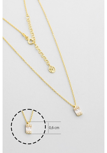 So Chic Işıltılı Baget 18 Ayar Sarı Altın Kaplama 45 Cm Gümüş Kolye Sarı