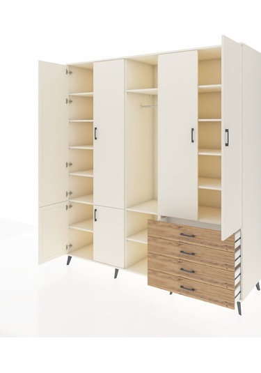 Kronos Dolap 14 Raflı 4 Çekmeceli Tek Askılı 220x59x243 Aytaşı-aytaşı/çam Aytası/atlas Çam