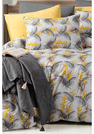 Lastikli Çarşaflı Tek Kişilik Nevresim Takımı Monyell Sarı