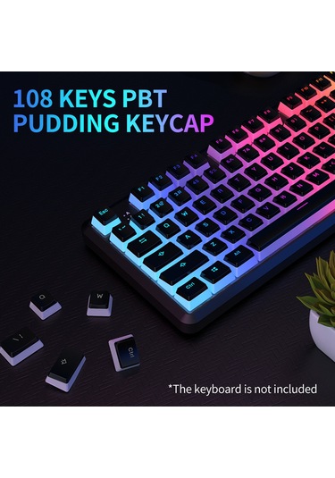 Lemestar Ajazz Pbt Pudding Mekanik Klavye Tuş Takımı - 108 Tuş, Donuk Yüzeyli, Beyaz Renk