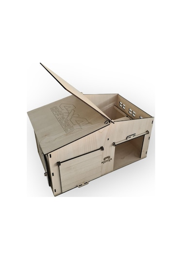 Ahşap Oyuncak Garaj Açılır Çatı Ve Kapılı