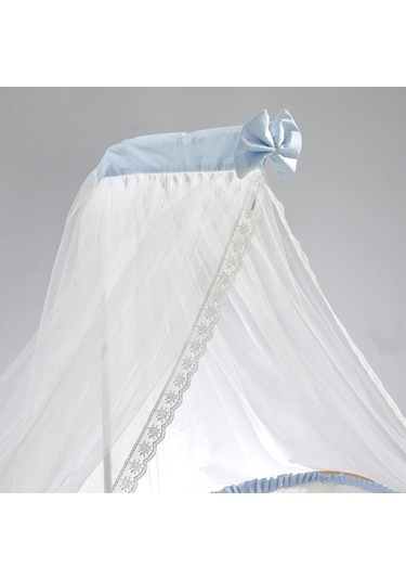 Meltem Kids Bambino Sallanır Ahşap Anne Yanı Beşik 70x110 cm (naturel-mavi) Mavi