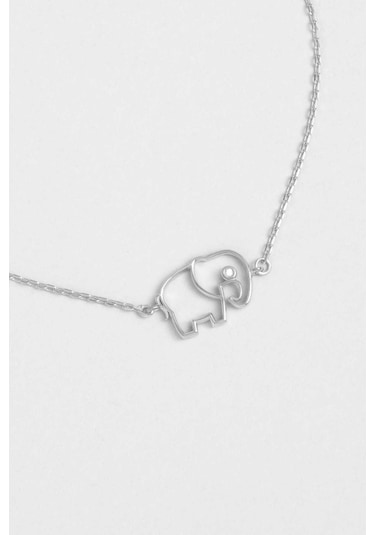 Bilge Fil 18 Ayar Beyaz Altın Kaplama 20 Cm Gümüş Bileklik Beyaz