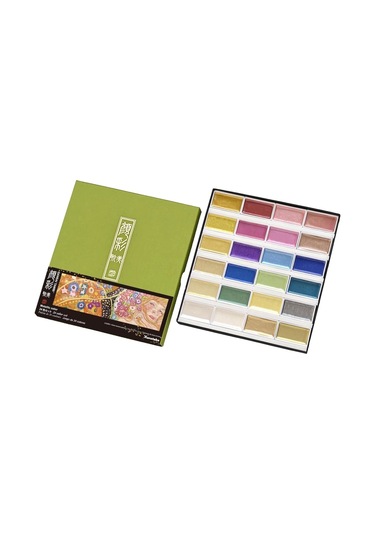 Supertrend Kuretake Gansai Tambi Metallic Colors Yaldız Tablet Sulu Boya Seti 24 Renk Set 1 Görsel Rengi