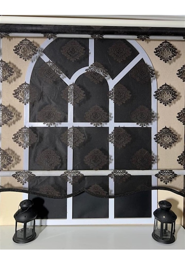 Çift Mekanizmalı Siyah Tül Perde Ve Ekru Stor Perde Stb45239-v107