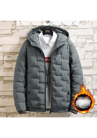 H3.gri..kapitone Erkek Mont Gri