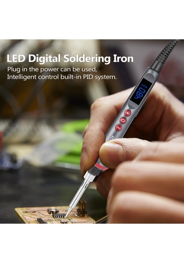 Handskıt 90w Ayarlanabilir Sıcaklık Led Dijital Havya Seti Siyah