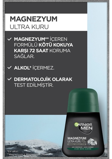 Garnier Men Magnezyum Ultra Kuru Erkek Roll-On 50 ML