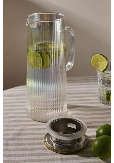 Pina Luster Çizgi Dokusu Filtre Kapaklı Sürahi 1300ml Luster