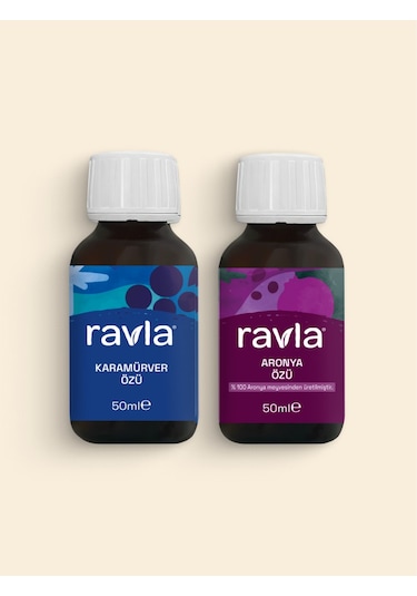 2'li Ürün - Ravla Aronya Özü 50ml / Karamürver Özü 50ml