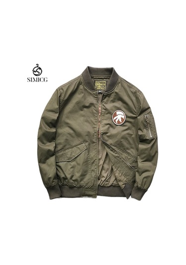 Erkek Sonbahar/kış Günlük Bomber Ceket Yeşil