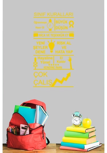 Sınıf Kuralları Dekoratif Duvar Sticker (58X32 Cm)