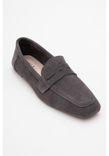 Luvishoes Luvi Shoes Morne Füme Süet Hakiki Deri Kadın Loafer Ayakkabı Füme