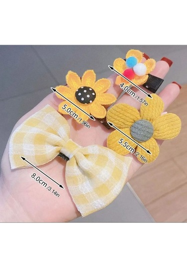 Batu Kız Bebek Ve Çocuk Tavşan Figürlü Toka Seti Hardal