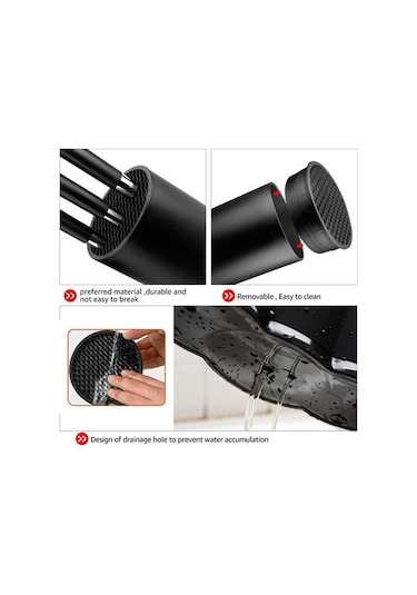 Pazly Siyah Mutfak Düzenleyici Bıçak Tutucu Standı, Blok, Süzgeç, Kaşık Çatal Saklama Kutusu Siyah