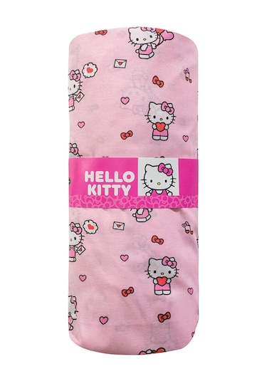 Pembe Hello Kitty Baskılı Tek Kişilik Lastikli Çarşaf