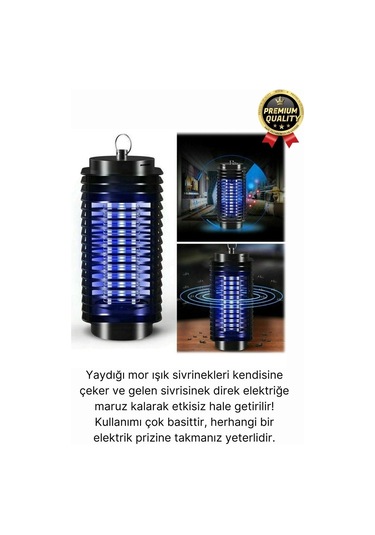 Çok Fonksiyonlu Asılabilir Sessiz Prizli Elektrikli Cız Lamba 220v Mor Işık Kara Sivrisinek Öldürücü