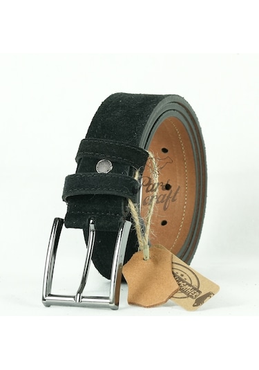 Hakiki Süet Deri Erkek Kemer Siyah 4 Cm Siyah