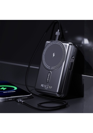 Lenyes Px274d Pd 22.5w Standlı M-safe Şarj Özellikli Wireless Powerbank 15w 20000mah Siyah Siyah